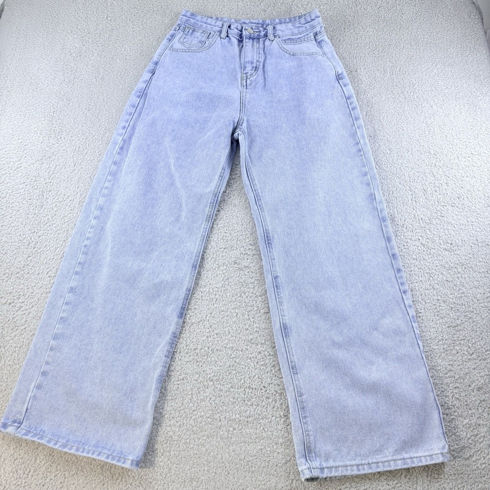 Wide Leg Jeans Womens M Light Wash High Rise Y2K Baggy Skater Denim